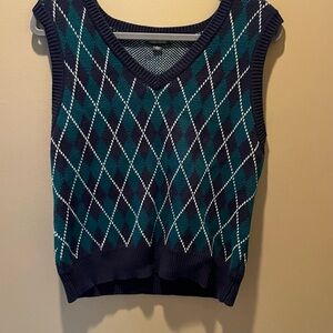 Wild Fable Navy and Teal Argyle Sweater Vest
